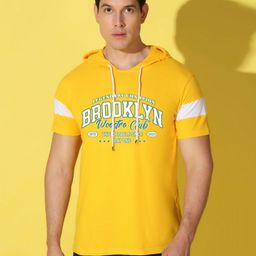 WOOSTRO Men Typography Printed Hooded Slim Fit T-shirt-image-82