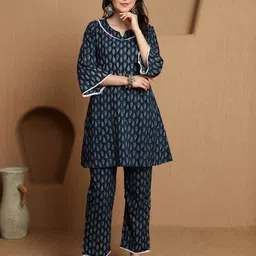 Sangria Women Printed Pure Cotton Tunic With Trousers Co-Ords-image-23