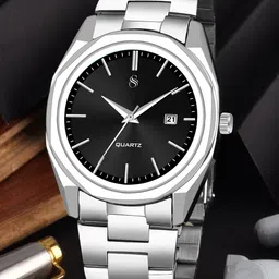 Shocknshop Men Patterned Stainless Steel Straps Analogue Multi Function Watch WCH153Black-36