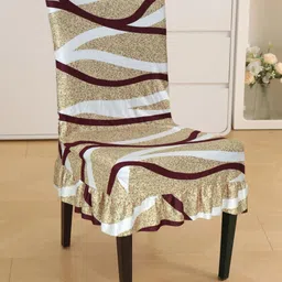 Dakshya Industries Set Of 6 Beige Printed Chair Covers image 5
