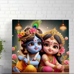 Livin'luxe Black & Pink Radha Krishna Religious Canvas Wall Art-image-47