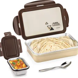 Super Lunch Steel Insulated (With Separate 140ml Box) 2 Containers Lunch Box-image-1