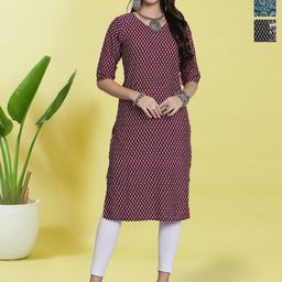 HERE&NOW Selection Of 3 Ethnic Motifs Printed Straight Kurtas-image-57