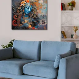 OLIVE TREE Blue & Orange 1 Piece Canvas Religious Wall Paintings-picture-47