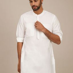 JAYPORE Mandarin Collar Pure Cotton Pathani Kurta-image-35