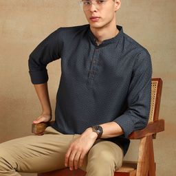 FUBAR Men Geometric Printed Daily Straight Short Kurta-image-88