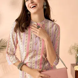 Anouk Women Floral Printed Chanderi Silk Kurta-image-18