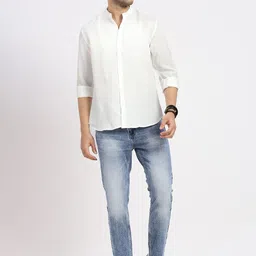 SHOWOFF Men Standard Slim Fit Band Collar Solid Cotton Casual Shirt-image-68