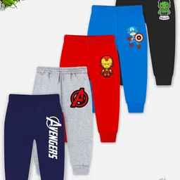 YK Marvel Infant Boys Pack Of 5 Printed Cotton Mid-Rise Joggers-36