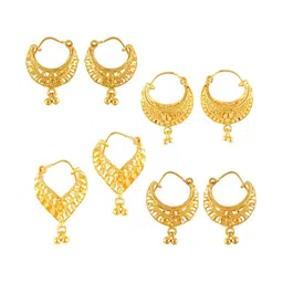 DIVASTRI Set of 4 Gold-Plated Circular Hoop Earrings-11