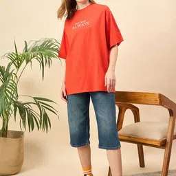 Mast & Harbour Women Printed Drop-Shoulder Sleeves T-shirt-picture-18