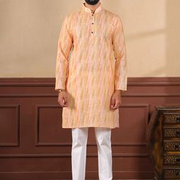 Koshin Printed Regular Linen Kurta with Pyjamas-34