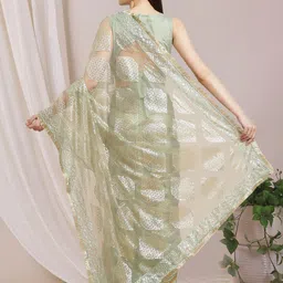 Inddus Embellished Sequinned Net Saree image 4