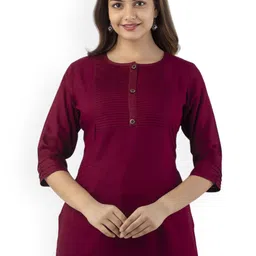 DMP FASHION Pleated Round Neck Straight Kurti-26