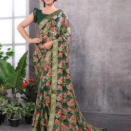 Lookmark Floral Printed Pure Georgette Saree-image-60