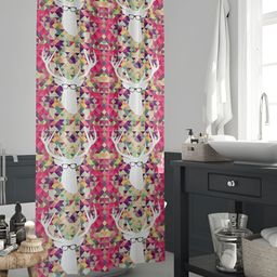 ArtzFolio White & Pink Printed Waterproof Shower Curtains-image-86