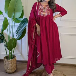 URMIR FASHION Women Ethnic Motifs Embroidered Tiered Thread Work Kurta with Patiala & With Dupatta-picture-27