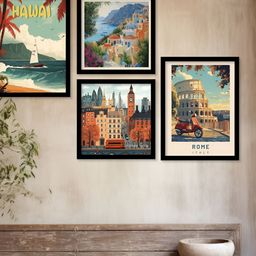 Kotart Brown & Green 4 Piece Wood Abstract Wall Paintings-16