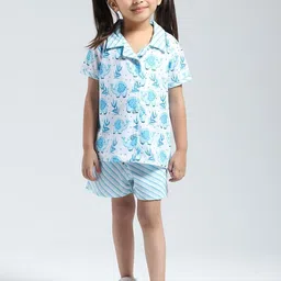 Monte Carlo Girls Animal Graphic Printed Lapel Collar Shirt With Shorts-image-81