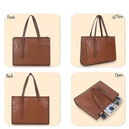 yelloe Textured Structured Tote Bag image 5