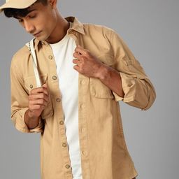 British Club Men Smart Spread Collar Solid Cotton Casual Shirt-image-49
