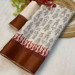 Peachmode Warli Zari Silk Blend Saree-11