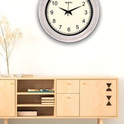 OLIVE TREE Off White & Black Round Wooden Analogue Wall Clock-picture-38