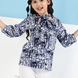 Miss & Chief Girls Abstract Printed Tie-Up Neck Top-picture-30