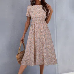 StyleCast x Revolte Women Ethnic Motifs Print Gathered or Pleated A-Line Midi Dress-picture-16