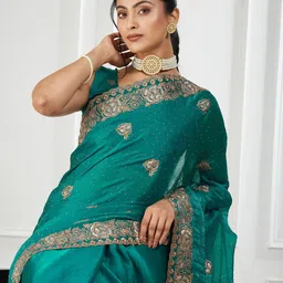 FABMORA Vihar-nx-Kismat Ethnic Motifs Embroidered Saree-picture-40