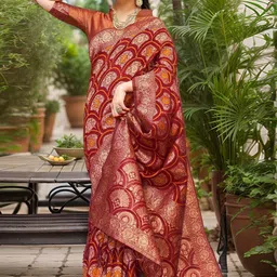 Anouk Woven Design Zari Chanderi Saree-10