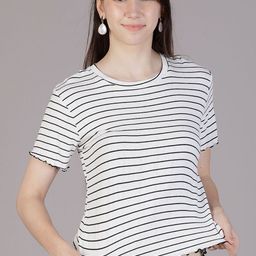 V-Mart Striped Round Neck Boxy Fit T-shirt-picture-5