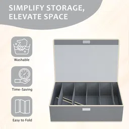 Kuber Industries Grey 8 Pieces Regular Drawer Foldable SocksOrganisers image 4