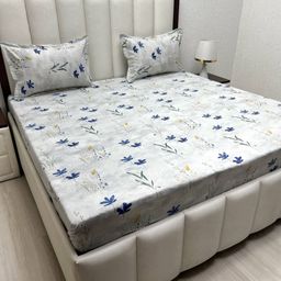 Pure Decor Velar Fur Sib Grey Printed Pure Cotton 350TC King Bedsheet Set 2.74m x 2.74m-image-53