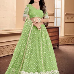 F Plus Fashion Net Semi-Stitched Lehenga Choli-image-56