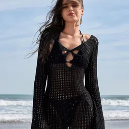 JC Mode Self-Design Keyhole Neck Mini Swimwear Cover Up Top-image-65