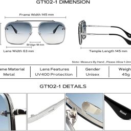 spadeaces UV Protection Retro Square Sunglasses (54) image 4