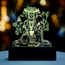 3D Illusion Color Changing LED Panchmukhi Hanuman Murti Car Dash Indicator Lamp-image-0