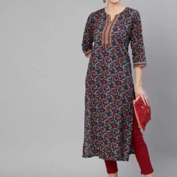 Women Printed Viscose Rayon A-line Kurta-13