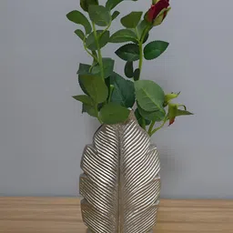 Maison Modern Silver Toned Leaf Shaped Flower Vase-4