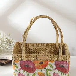 HABERE INDIA White Bohemian Bamboo Multi-Utility Seagrass Fruits Organiser-22