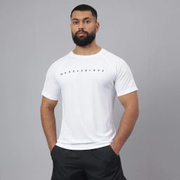 MuscleBlaze Patterned Dry-Fit Active Tee Half Sleeve,  Medium  Polar White -image-26