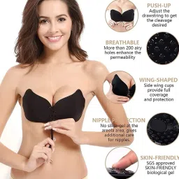 Invisible Silicone Gel Self Adhesive Backless Reusable Stick on PushUp Bra DN318 Nursing Breast Pad-image-83