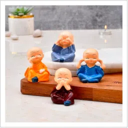 4 Pcs Baby Buddha Monk Statue Demonstration Bell-46