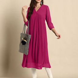 janasya Women Woven Design Chiffon Flared Kurta-picture-29