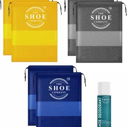 THE SHOE COMPANY Shoe Bag 6 Set Yellow Blue Grey and Deodorizer 50ML Long-Lasting Freshness Cleaner-image-40