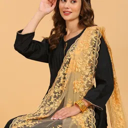 Dupatta Bazaar Floral Embroidered Net Dupatta image 1