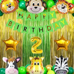 Solid 2nd Birthday with Jungle Theme Birthday Decoration Items Balloon-image-87