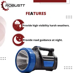 robustt Led Search Light |Dual Mode|Long Range|150 W with Charging Plug|Pack of 5 Torch image 2