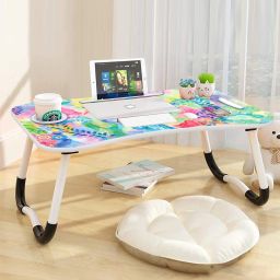 Desk for Study Foldable Non-Slip Legs Reading Tray, Lapdesk Table Wood Portable Laptop Table-image-56